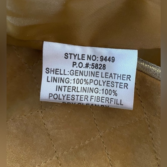 Vintage Suede Leather w/gold piping trim quilted look women's jacket Size 8 - Picture 6 of 9